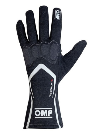 OMP TECNICA-S перчатки для автоспорта, черный/белый, р-р S