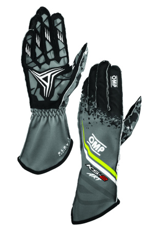 OMP KS-2 ART перчатки для картинга, антрацит/желтый неоновый, р-р 4