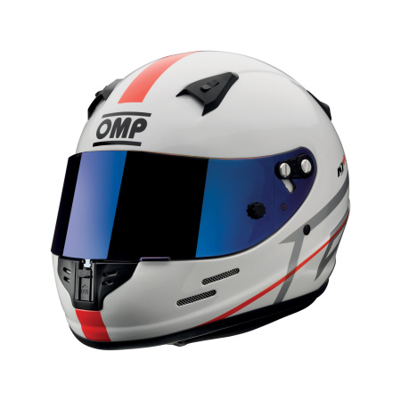 OMP KJ8 EVO шлем для картинга, белый/красная полоска, р-р M