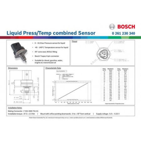 BOSCH датчик давления/температуры, комбинированный