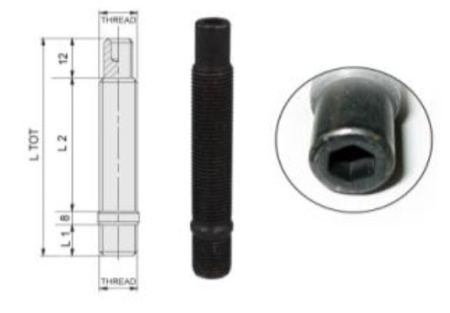 EvoCorse шпилька колесная вворачиваемая (M12X1.25 /82 mm./шестигр.), черный