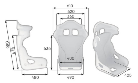 OMP HRC-R FIBERGLASS AIR XL кресло для автоспорта, черный